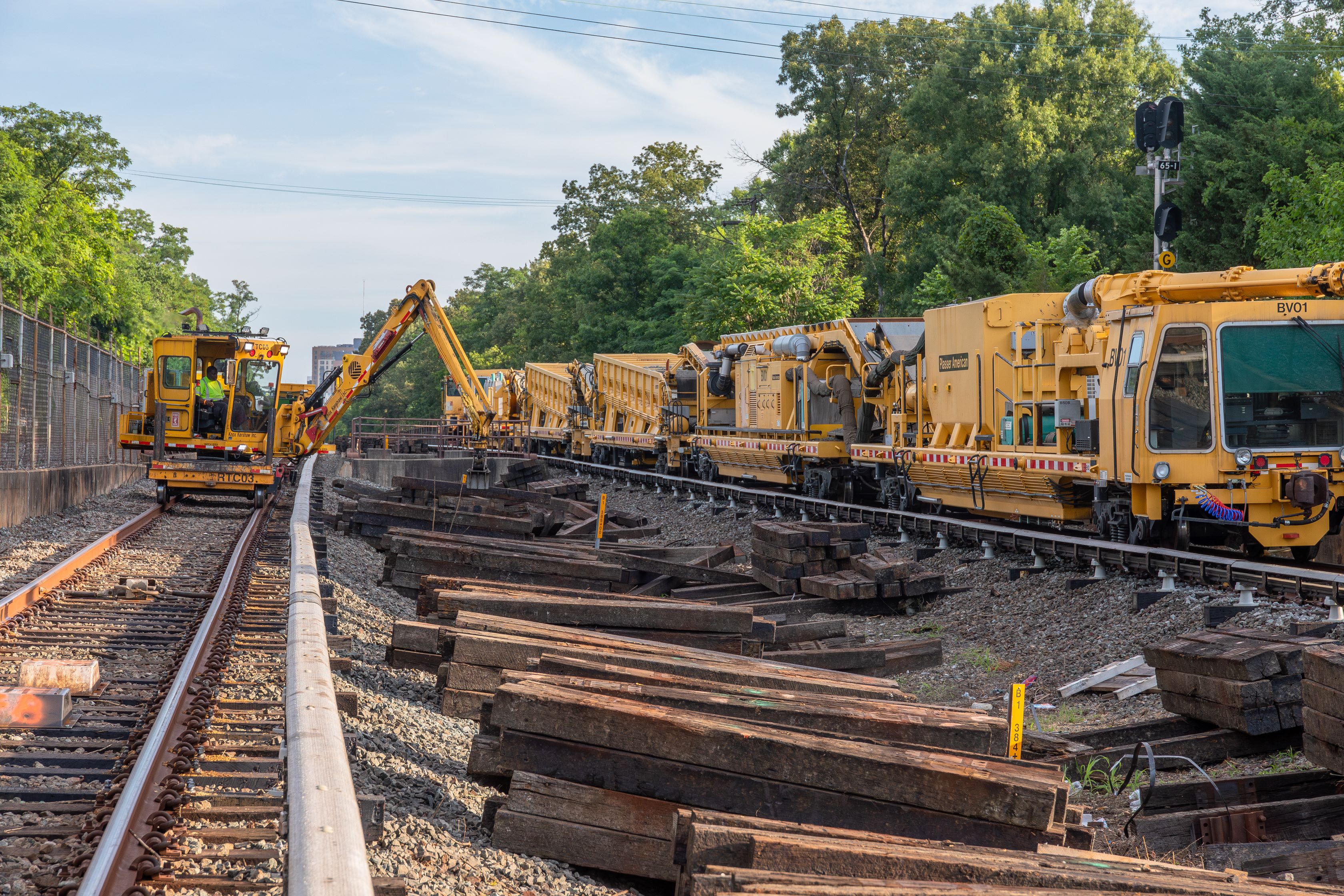 Crews replaced crossties along the Red Line during the summer construction