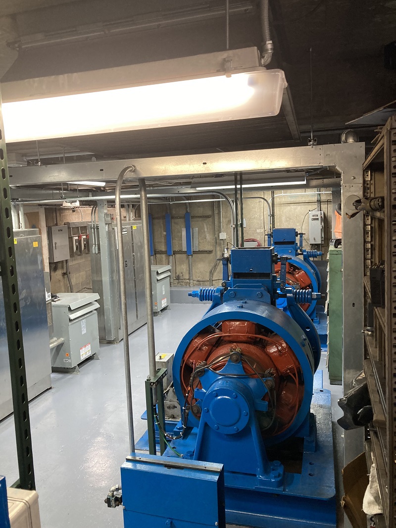 Elevator motors and control room components at Forest Glen, March 2022