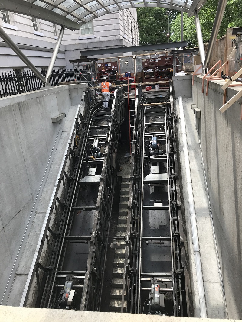 Demolition of the escalators at Gallery Place west entrance, May 2021