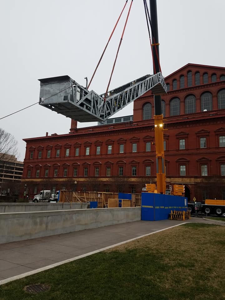 Hoisting in the new escalator at Judiciary Square, December 2017