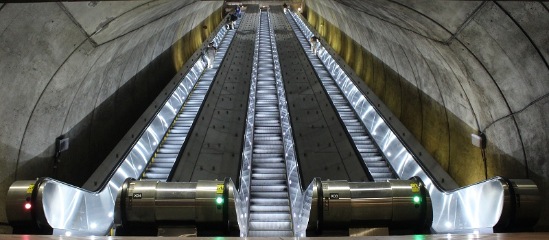 Brand-new escalators at Bethesda Station, March 2017