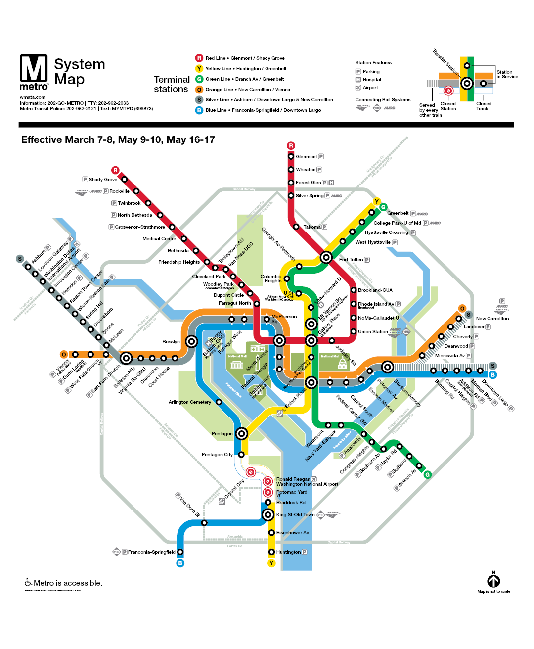 WMATA system map for 3 weeks of construction