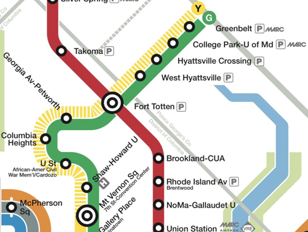 Close up of Yellow Line extension to Greenbelt